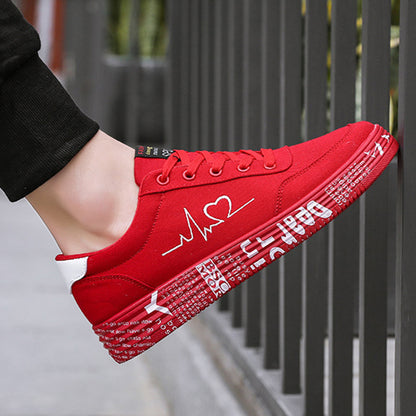 Red love print shoes