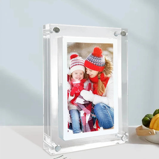 Acrylic Digital Photo Frame 5/7 Inch 1000mAh Automatically rotate Display Video Frame, 2GB Memory, Built-in Battery, Perfect for Home Decor and Heartfelt Gifts - Beri Collection 