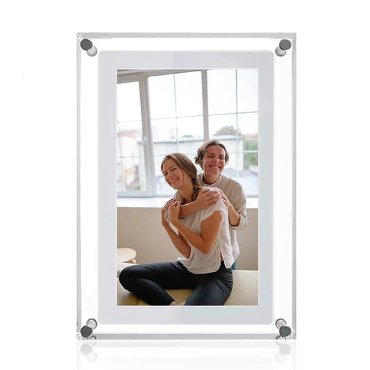 Acrylic Digital Photo Frame 5/7 Inch 1000mAh Automatically rotate Display Video Frame, 2GB Memory, Built-in Battery, Perfect for Home Decor and Heartfelt Gifts - Beri Collection 