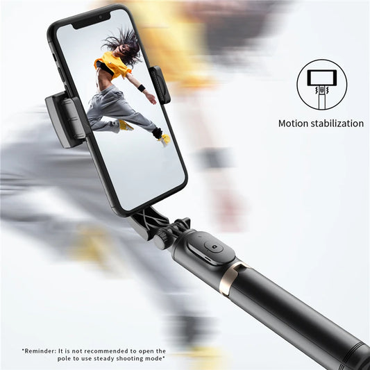 NEW Gimbal Stabilizer Selfie Stick Foldable Wireless Tripod with Bluetooth Shutter Monopod for IOS Android - Beri Collection 