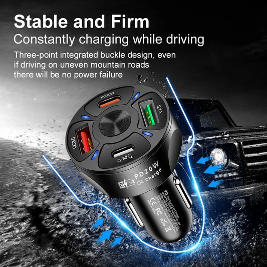 Dual USB C PD 20W Car Charger Fast Charging PD Quick Charge 3.0 USB C Car Phone Charger Adapter For iPhone Xiaomi Samsung - Beri Collection 