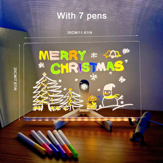 Personalized LED Lamp Acrylic Message Note Board Erasable USB Children‘s Drawing Board Bedroom Night Light Birthday Kids Gift - Beri Collection 