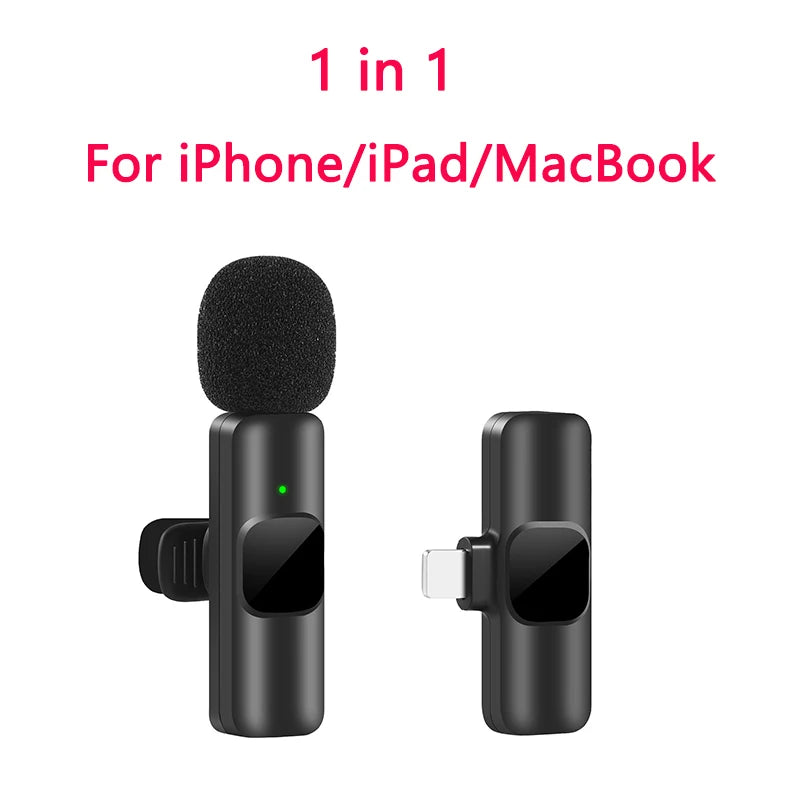 New Wireless Lavalier Microphone Portable Audio Video Recording Mini Mic for iPhone Android Live Broadcast Gaming Phone Mic