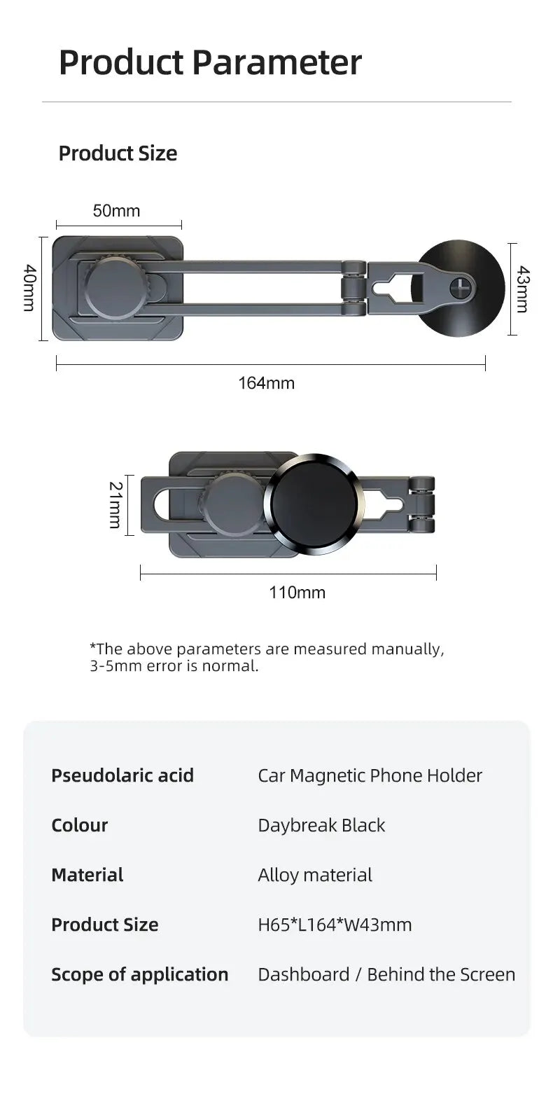 Levitation Screen Alloy Dashboard Magnet Car Mount Smartphone Mobile Support In Car Bracket