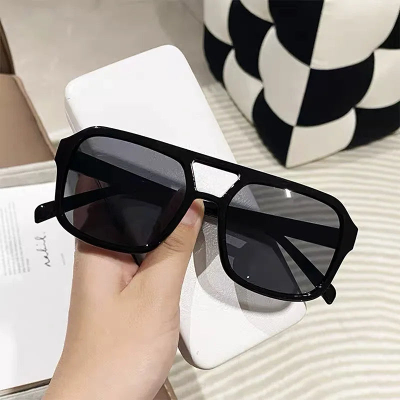 Vintage Oversized Sunglasses Fashion Men Women Square Shades Eyewear Trendy Ins Popular Brand Design UV400 Sun Glasses