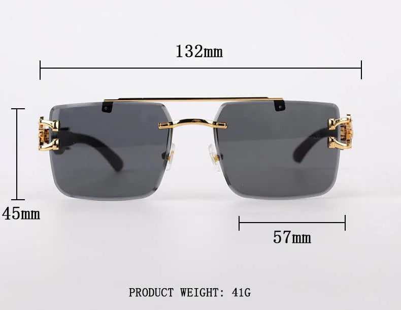 Square Sunglasses For Men New Luxury Vintage Designer Rimless Sunglasses Women Trendy Fashion Glasses Gafas De Sol Hombre