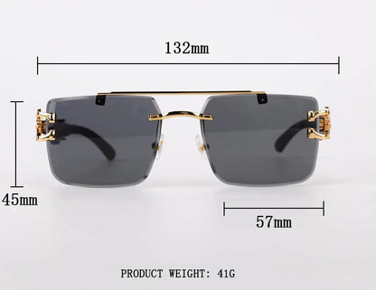 Square Sunglasses For Men New Luxury Vintage Designer Rimless Sunglasses Women Trendy Fashion Glasses Gafas De Sol Hombre