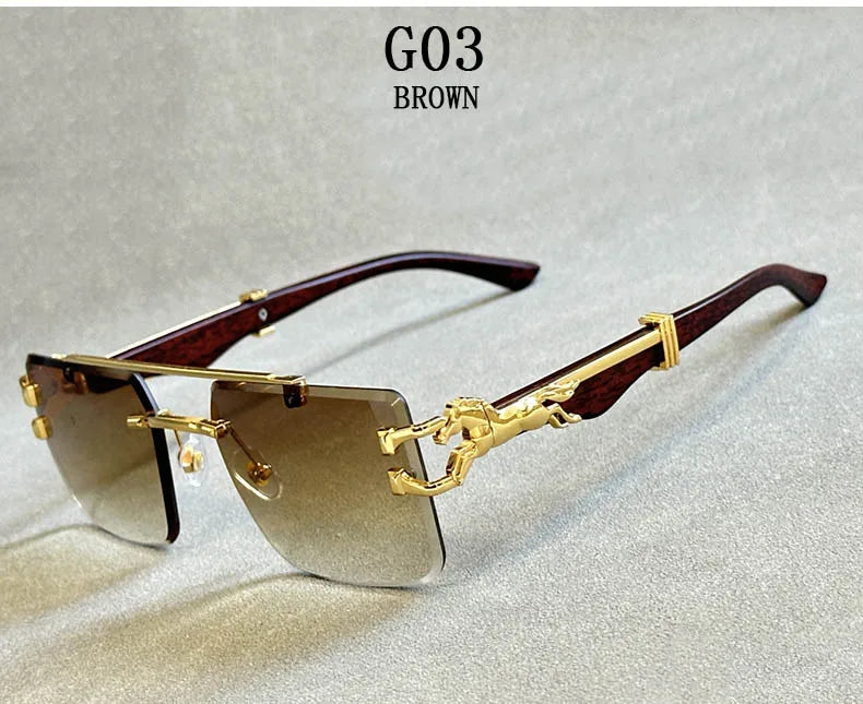 Square Sunglasses For Men New Luxury Vintage Designer Rimless Sunglasses Women Trendy Fashion Glasses Gafas De Sol Hombre