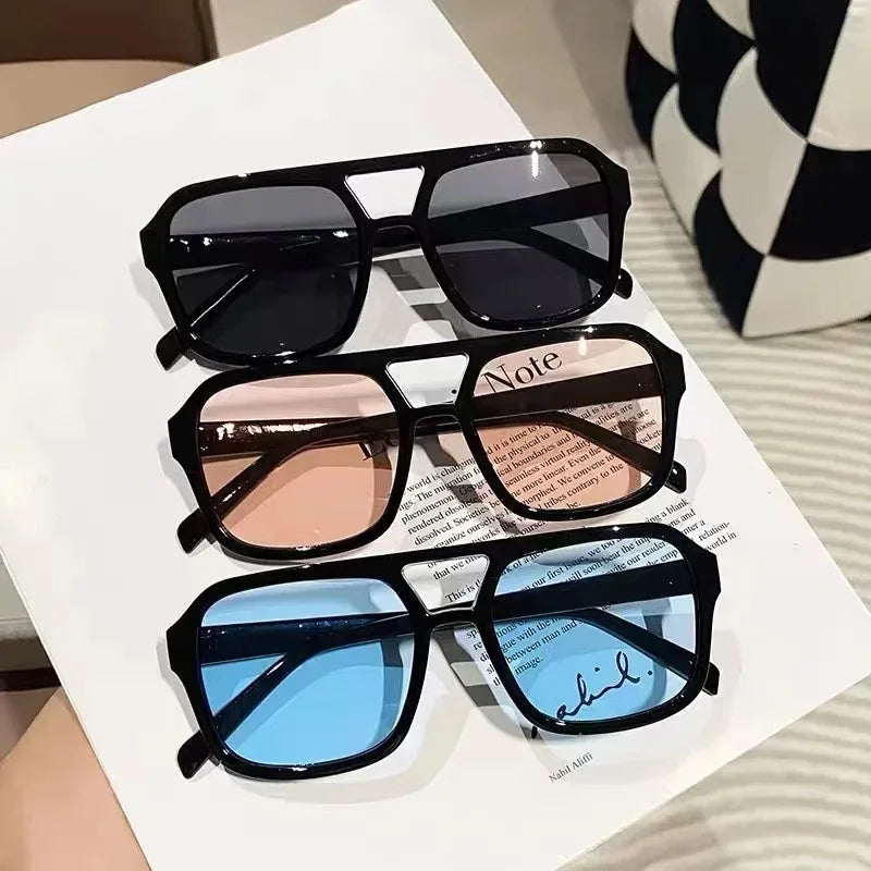 Vintage Oversized Sunglasses Fashion Men Women Square Shades Eyewear Trendy Ins Popular Brand Design UV400 Sun Glasses