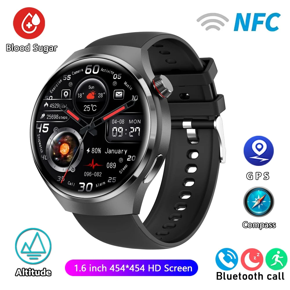 For GT4 Pro GPS NFC Smart Watch Men 360*360 AMOLED Screen Heart rate Bluetooth Call IP68 Waterproof Man Smartwatch 2024