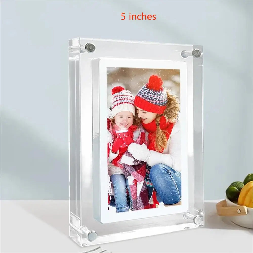 Acrylic Digital Photo Frame 5/7 Inch 1000mAh Automatically rotate Display Video Frame, 2GB Memory, Built-in Battery, Perfect for Home Decor and Heartfelt Gifts