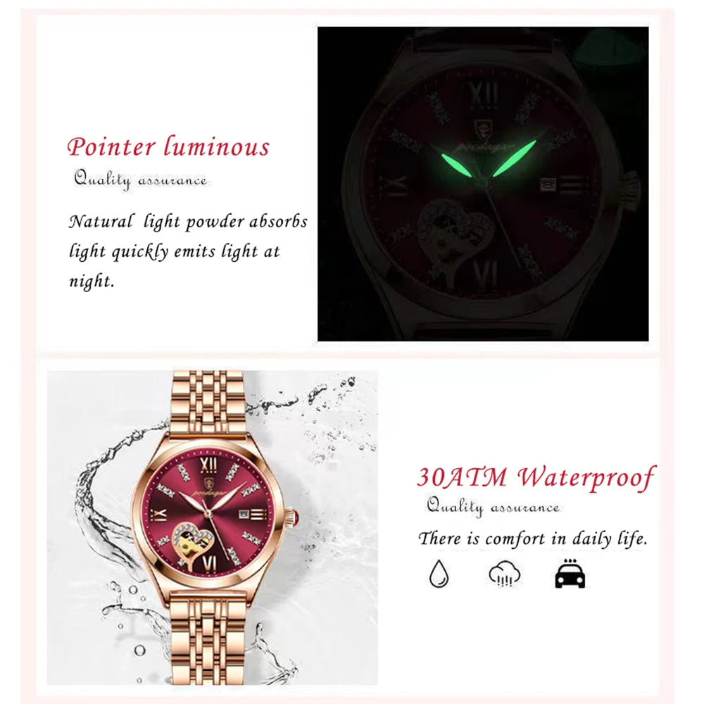 Women Watches Fashion Rose Gold Stainless Stain Steel Ladies Watch Waterproof Quarzt Wristwatch Romatic Girlfriend Gift