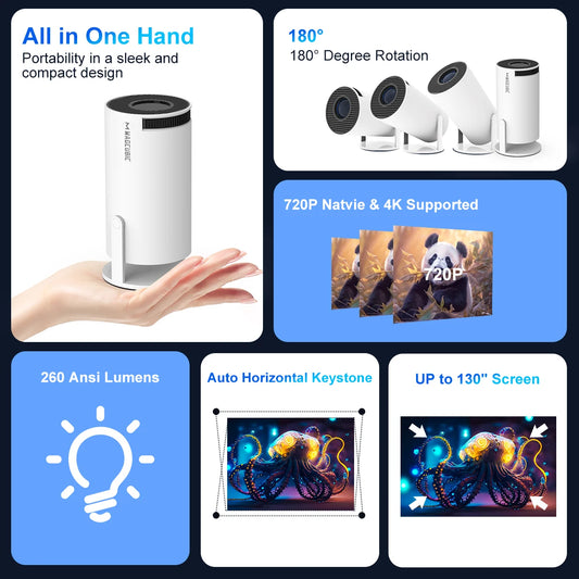 Portable Mini Projector Android 11 4K HY300 Dual Wi-fi BT5.0 Cinema Outdoor - Beri Collection 