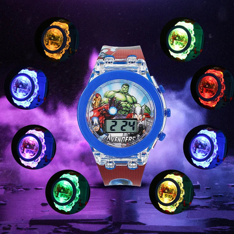 Flash Light Watches For Boys Cartoon shark Mickey Children Watch Girls Student Clock Gifts free shipping