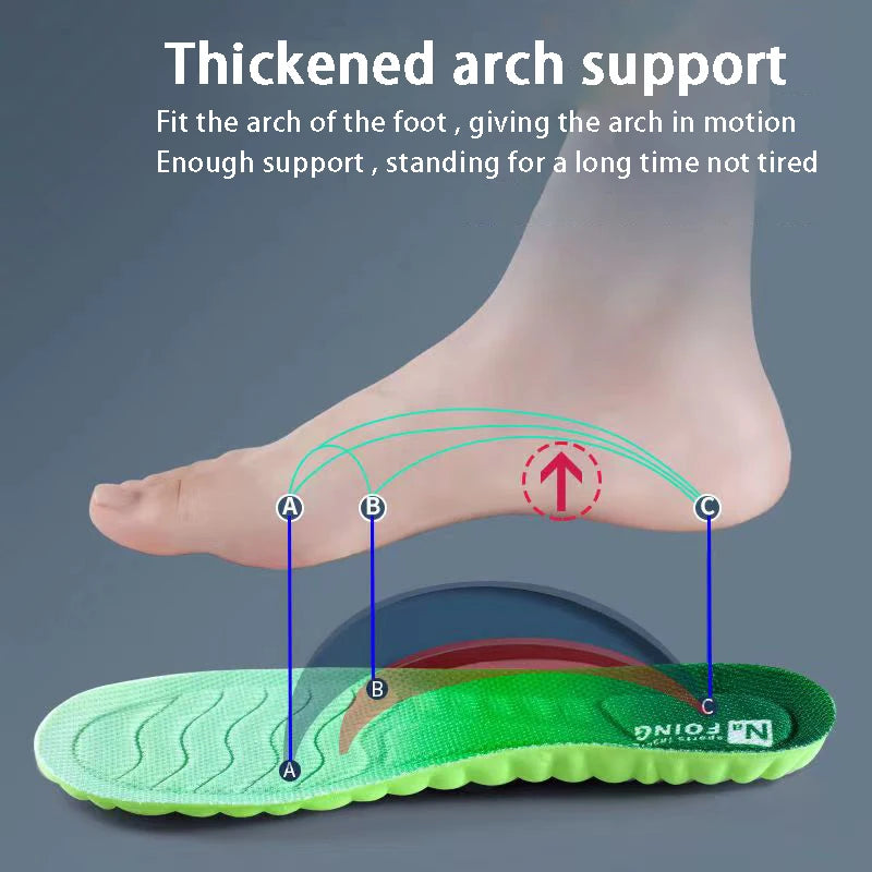 PU Feet Sole Soft Orthopedic Sport Insoles for Breathable Shock Absorption Running Shoes Pad for Men Women Arch Support Insole