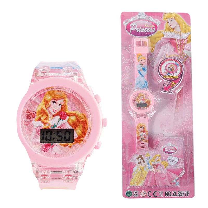 Flash Light Watches For Boys Cartoon shark Mickey Children Watch Girls Student Clock Gifts free shipping