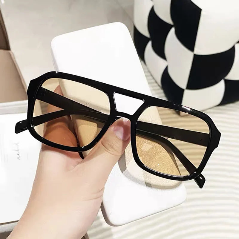 Vintage Oversized Sunglasses Fashion Men Women Square Shades Eyewear Trendy Ins Popular Brand Design UV400 Sun Glasses