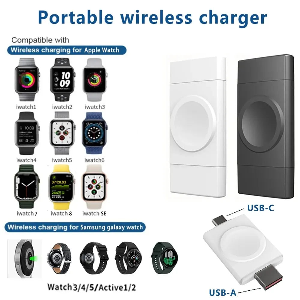 2 In 1 Magnetic Watch Wireless Charger for Samsung Apple Watch Galaxy 6/5Pro/5/4 Active IWatch 8 7 6 5 SE Fast Charging Station