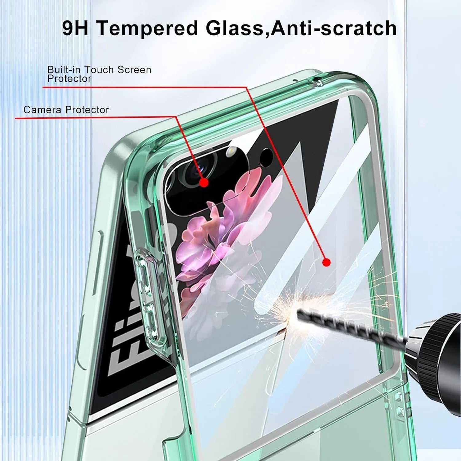 For Samsung Z Flip 6 Clear Case With Screen Protector Large Window Ultra Thin PC Transparent Cover for Samsung Galaxy Z Flip 5 6