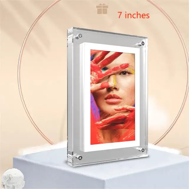 Acrylic Digital Photo Frame 5/7 Inch 1000mAh Automatically rotate Display Video Frame, 2GB Memory, Built-in Battery, Perfect for Home Decor and Heartfelt Gifts