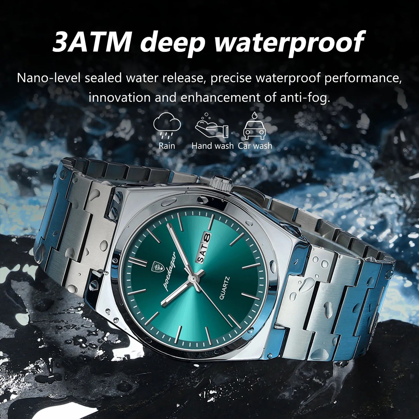 Luxury Quartz Man Wristwatch Sport Men Watches Waterproof Luminous Date Week Stainless Steel Men's Watch Male Reloj+box