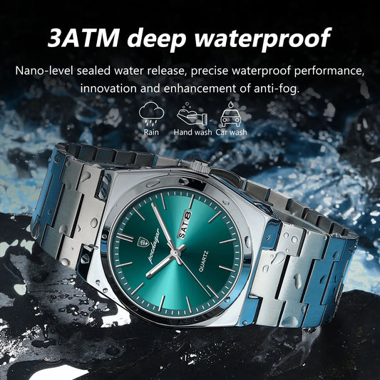 Luxury Quartz Man Wristwatch Sport Men Watches Waterproof Luminous Date Week Stainless Steel Men's Watch Male Reloj+box