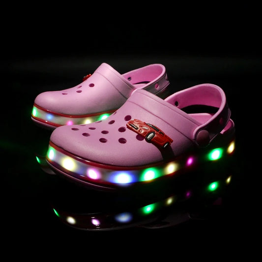 Summer Children Sandals LED Lighted Flashing Light Shoes Boys Girls Beach Sandals Kids Breathable Fashion Sneakers