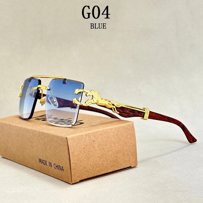 Square Sunglasses For Men New Luxury Vintage Designer Rimless Sunglasses Women Trendy Fashion Glasses Gafas De Sol Hombre