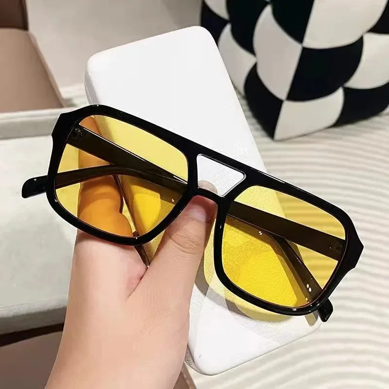 Vintage Oversized Sunglasses Fashion Men Women Square Shades Eyewear Trendy Ins Popular Brand Design UV400 Sun Glasses