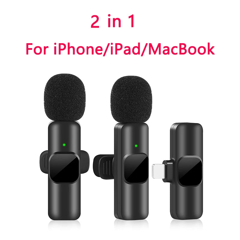 New Wireless Lavalier Microphone Portable Audio Video Recording Mini Mic for iPhone Android Live Broadcast Gaming Phone Mic