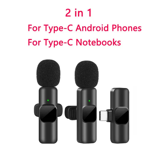 New Wireless Lavalier Microphone Portable Audio Video Recording Mini Mic for iPhone Android Live Broadcast Gaming Phone Mic