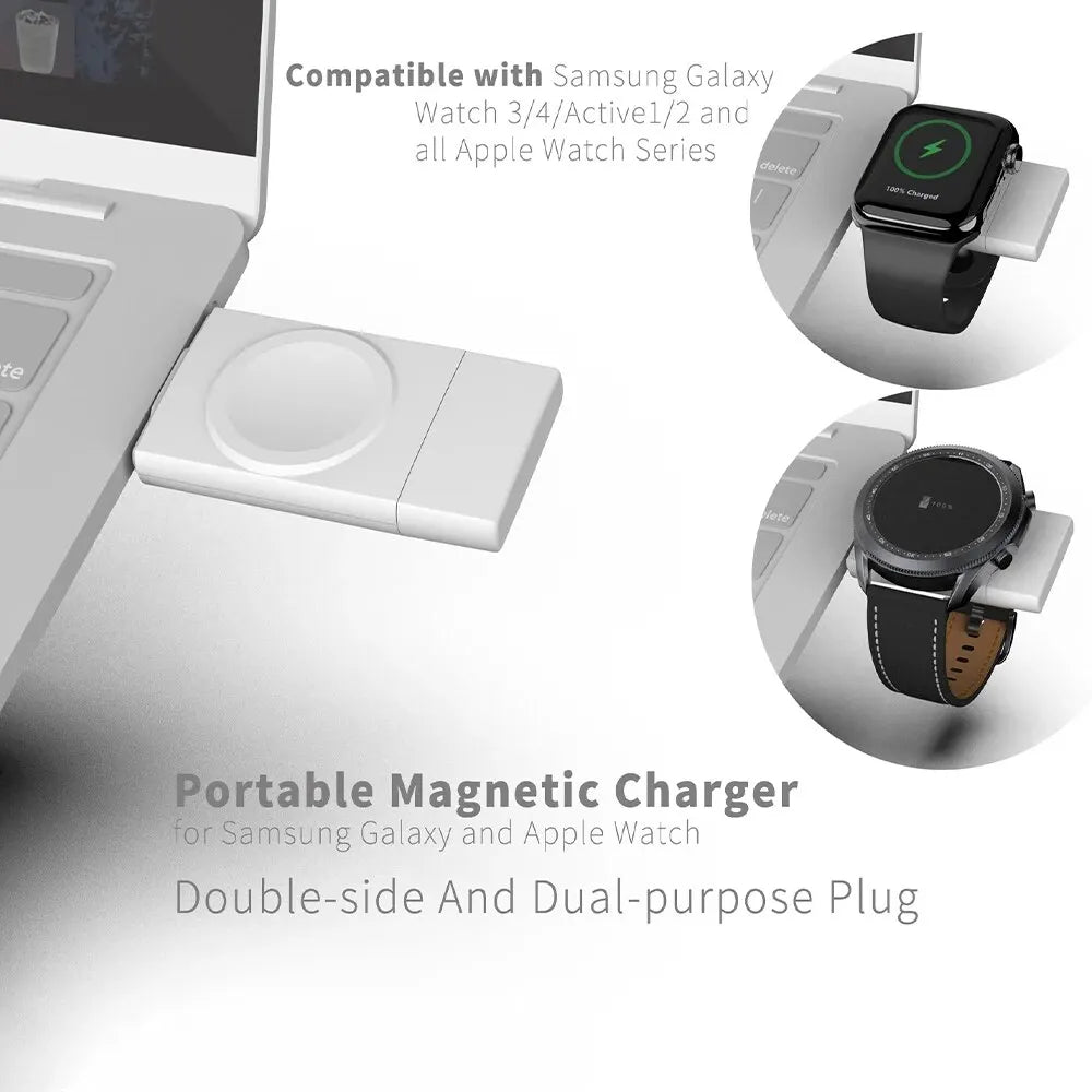 2 In 1 Magnetic Watch Wireless Charger for Samsung Apple Watch Galaxy 6/5Pro/5/4 Active IWatch 8 7 6 5 SE Fast Charging Station