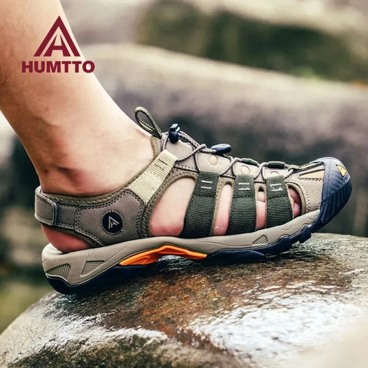 HUMTTO Summer Outdoor Sandals for Men Breathable Hiking Shoes Water Beach Mens Sandals Camping Climbing Aqua Sneaker HT-710445A