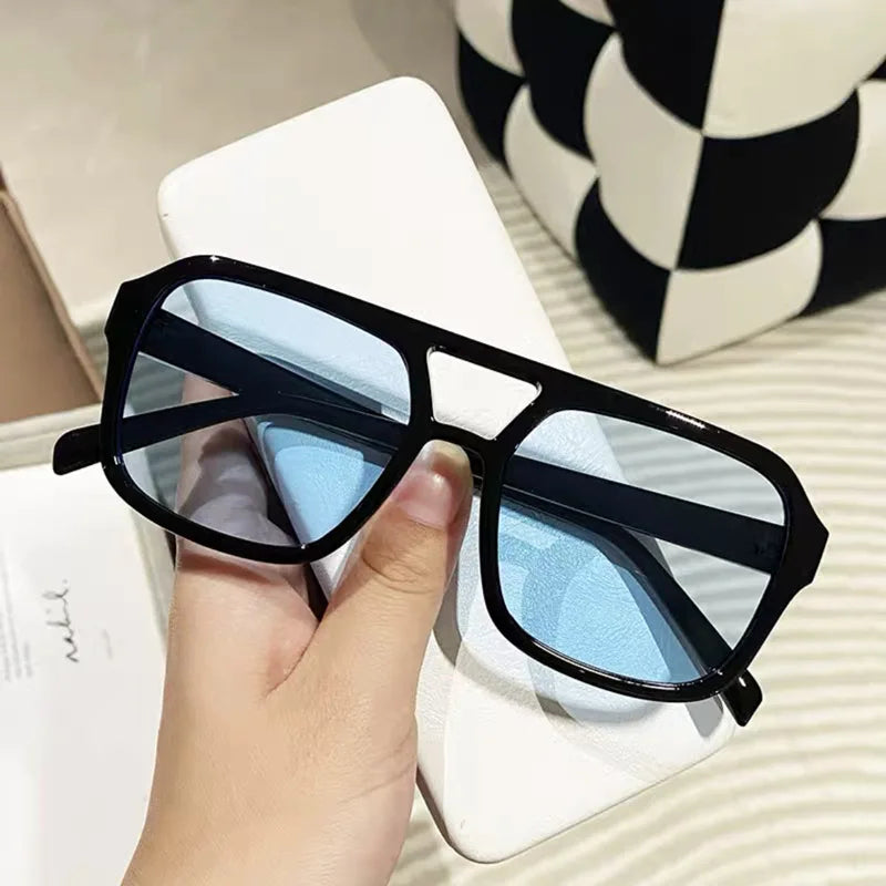 Vintage Oversized Sunglasses Fashion Men Women Square Shades Eyewear Trendy Ins Popular Brand Design UV400 Sun Glasses