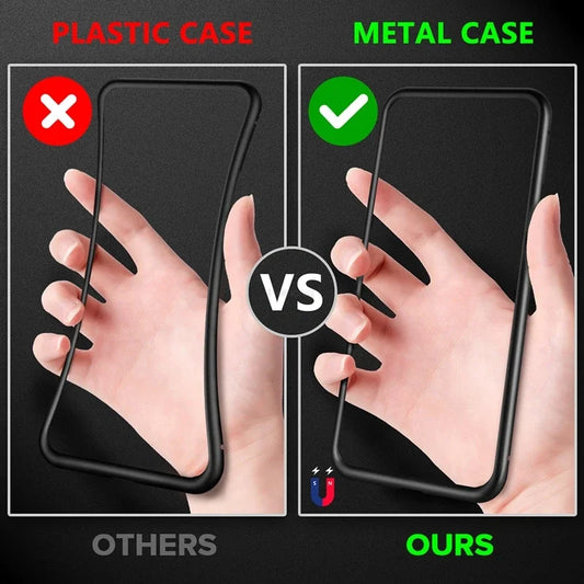 Magnetic Tempered Glass Privacy Metal Case For iPhone 15 14 13 360 Magnet Ant spy Protective Cover - Beri Collection 