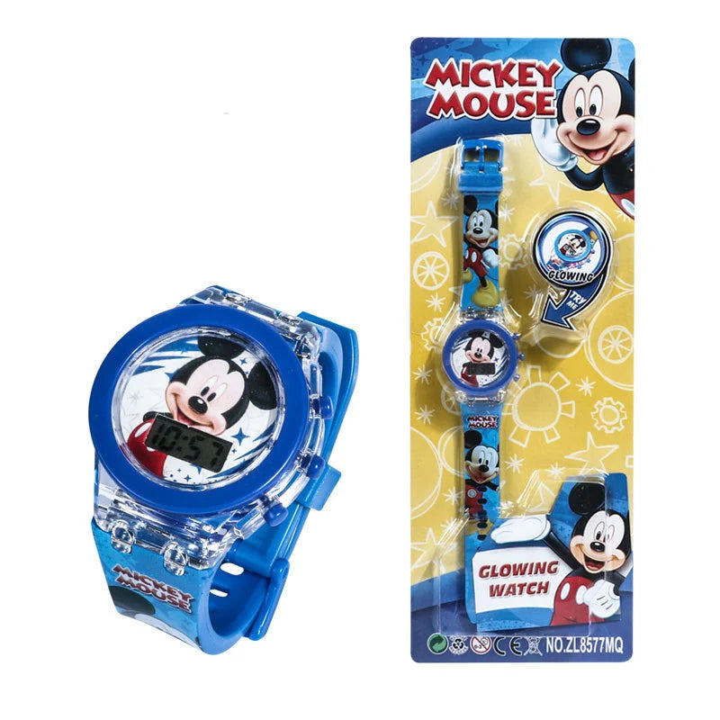 Flash Light Watches For Boys Cartoon shark Mickey Children Watch Girls Student Clock Gifts free shipping