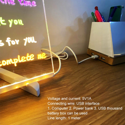 Personalized LED Lamp Acrylic Message Note Board Erasable USB Children‘s Drawing Board Bedroom Night Light Birthday Kids Gift