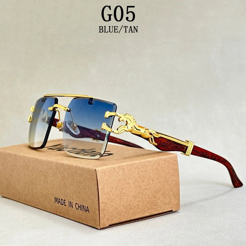 Square Sunglasses For Men New Luxury Vintage Designer Rimless Sunglasses Women Trendy Fashion Glasses Gafas De Sol Hombre