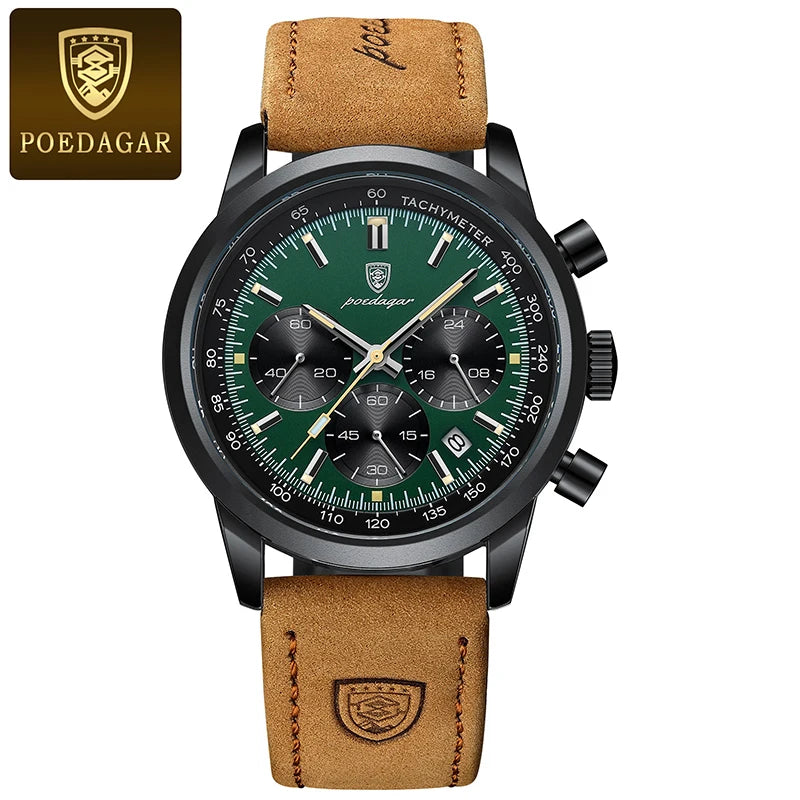 Man Luxury Watch High-Quality Waterproof Chronograph Luminous Men's Wristwatch Leather Men Quartz Watches Casual Clock