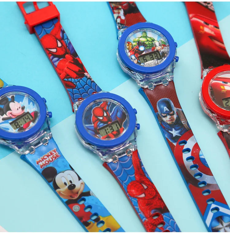 Flash Light Watches For Boys Cartoon shark Mickey Children Watch Girls Student Clock Gifts free shipping