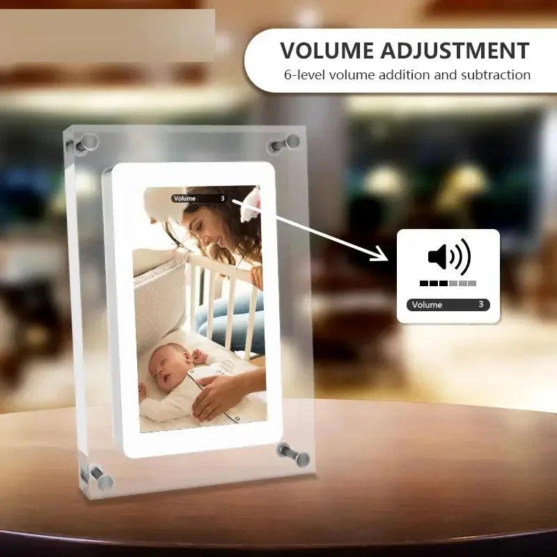 Acrylic Digital Photo Frame 5/7 Inch 1000mAh Automatically rotate Display Video Frame, 2GB Memory, Built-in Battery, Perfect for Home Decor and Heartfelt Gifts