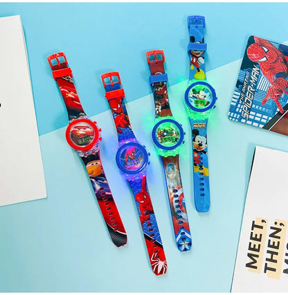 Flash Light Watches For Boys Cartoon shark Mickey Children Watch Girls Student Clock Gifts free shipping