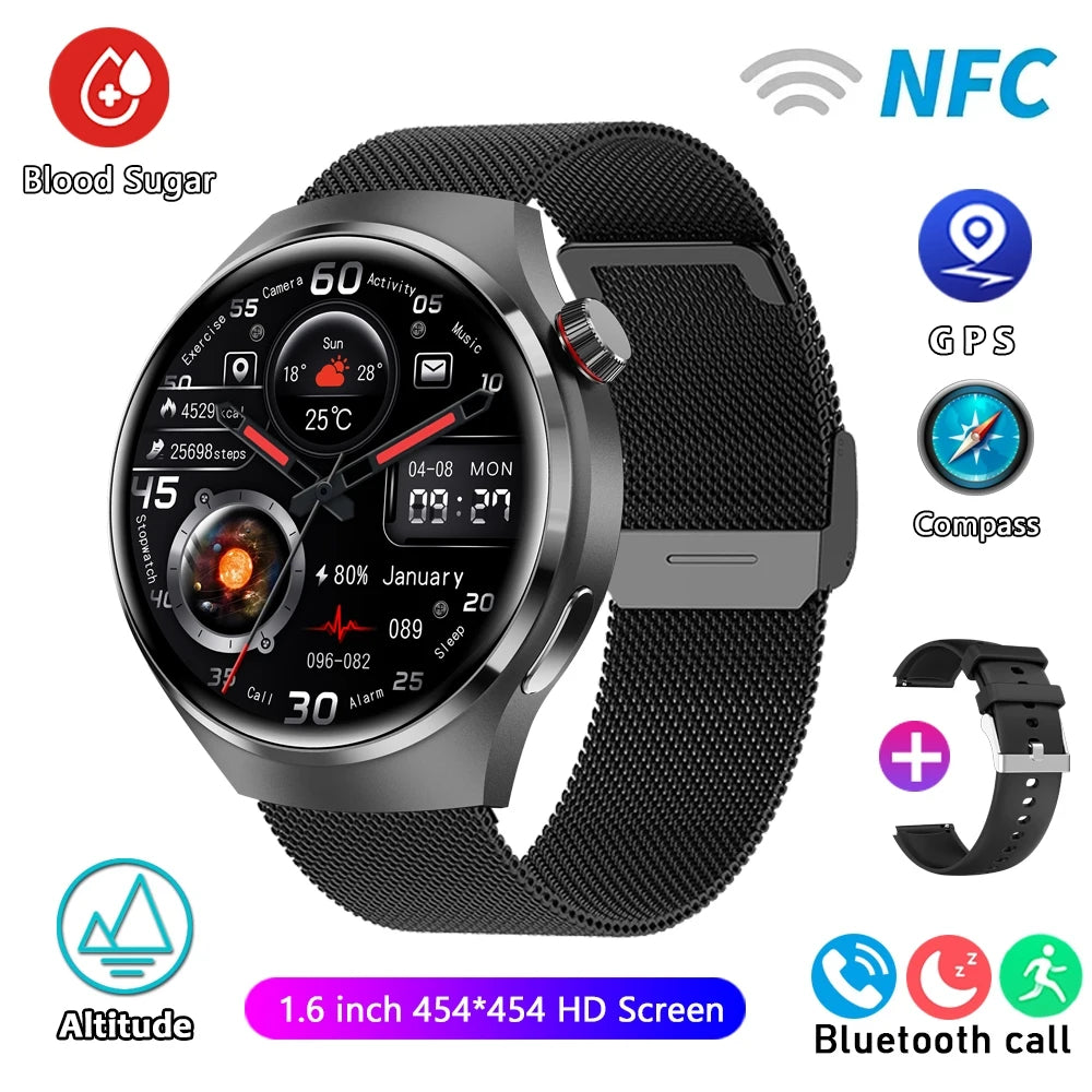 For GT4 Pro GPS NFC Smart Watch Men 360*360 AMOLED Screen Heart rate Bluetooth Call IP68 Waterproof Man Smartwatch 2024