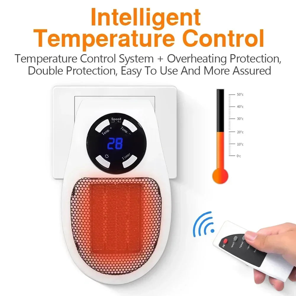 Mini Electric Portable Heater Wall-Outle Air Heater Powerful Warm Blower Household Radiator Remote Warmer Room Heating Stove