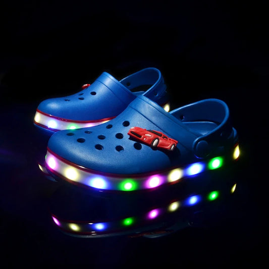 Summer Children Sandals LED Lighted Flashing Light Shoes Boys Girls Beach Sandals Kids Breathable Fashion Sneakers