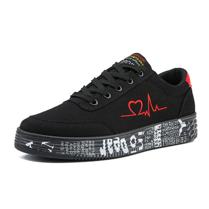 Black colour love print shoes